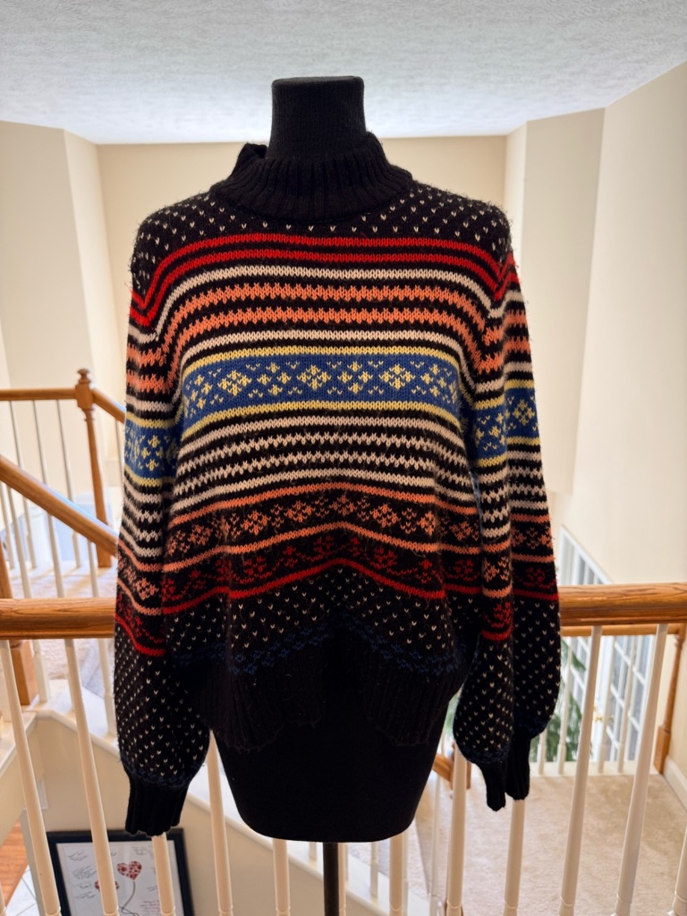 American Eagle Black & Cream Knit Sweater with Metallic Thread